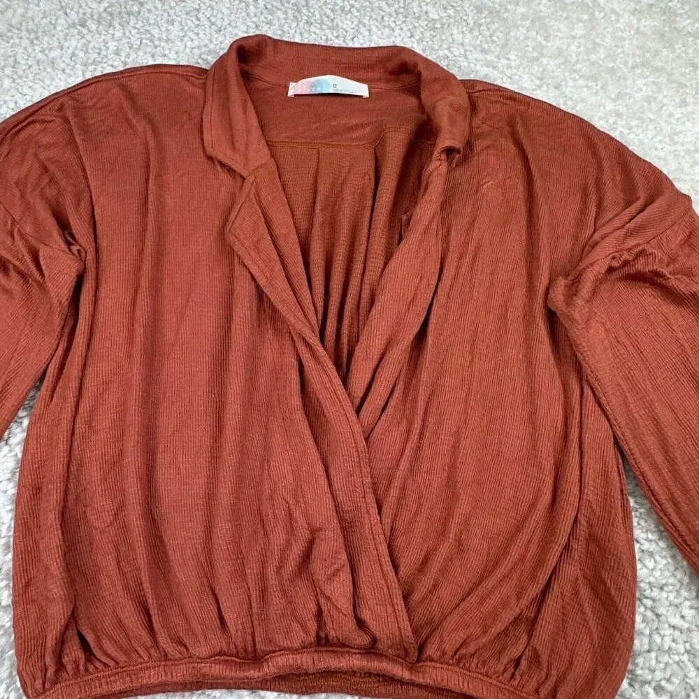 Free People Faux Wrap blouse Burnt Orange FLAW